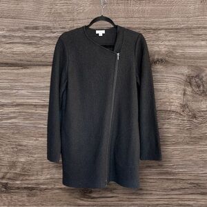 J. Jill Pure Jill Black Asymmetrical Zipper Wool blend sweater jacket
